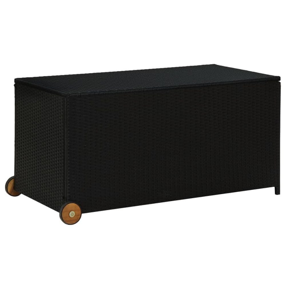 Vidaxl Záhradný úložný box, čierny 120x65x61 cm, polyratan